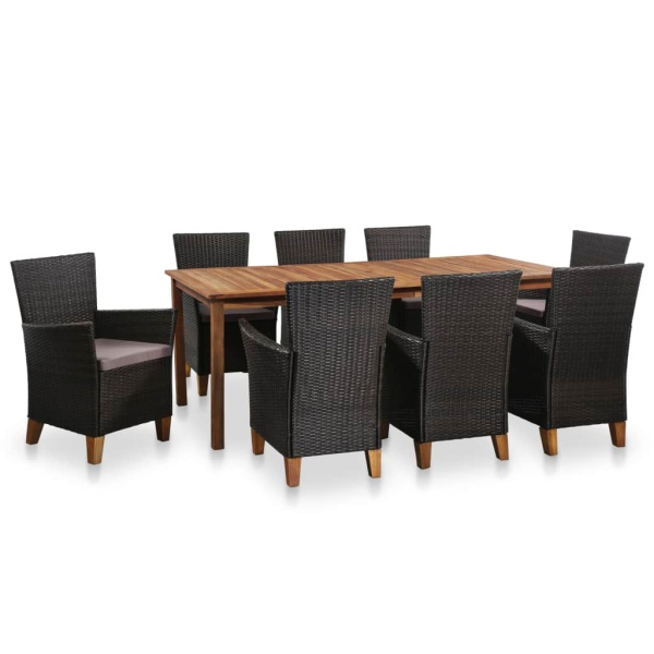 Set Mobilier De Exterior 9 Piese Maro Si Gri Poliratan 44098